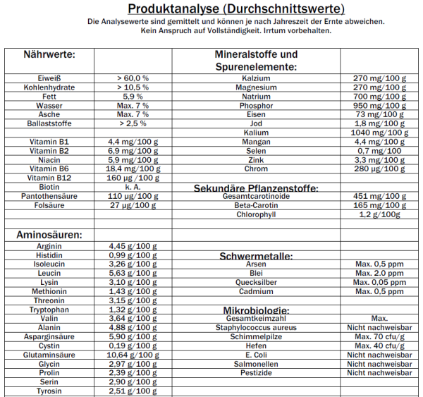 500g BIO Spirulina-Pulver, 100% rein