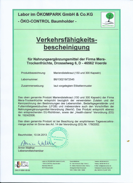 150 Mariendistel-Kapseln je 550mg (Mariendistelkraut), VERGLEICHSSIEGER!!!